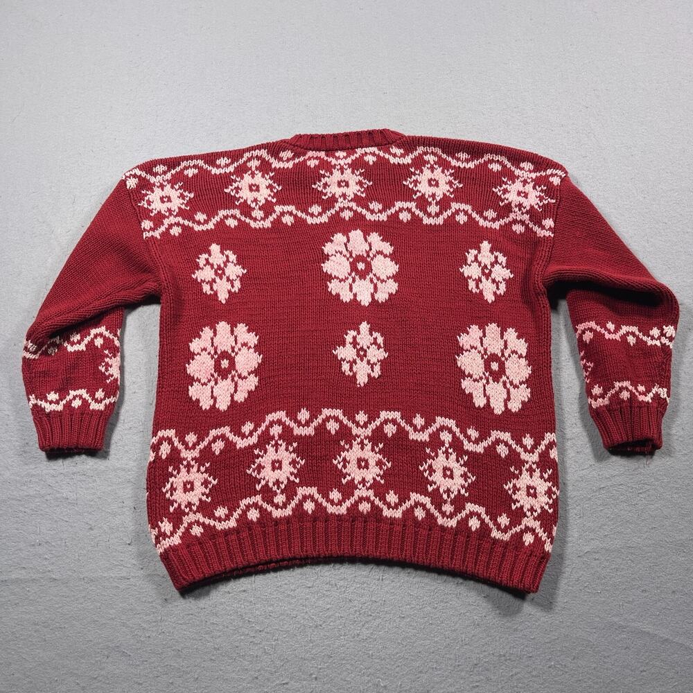 Vintage‎ 90’s Sweater Banana Republic Large Cotton Flower Print Grunge * Damage - Picture 11 of 14